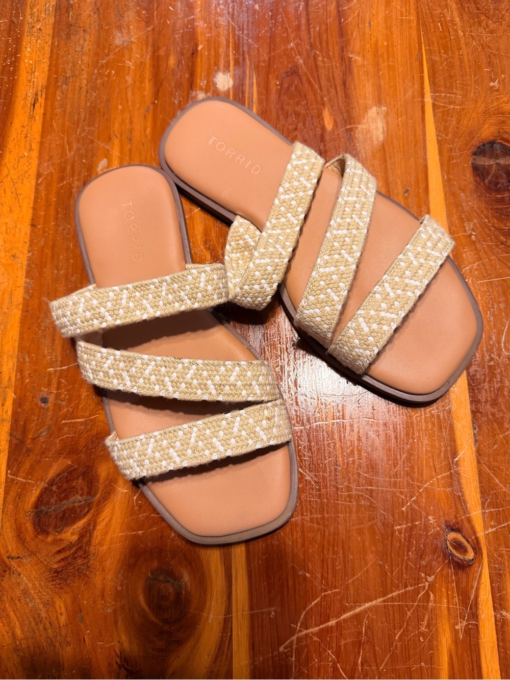torrid Neutral Braided Triple-Strap Slide Sandals